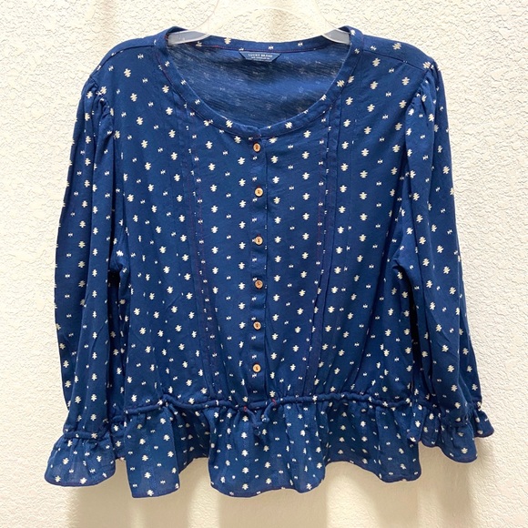 Lucky Brand Tops - 🍀 Lucky Brand Navy Blue 3/4 Sleeve Peasant Top XL